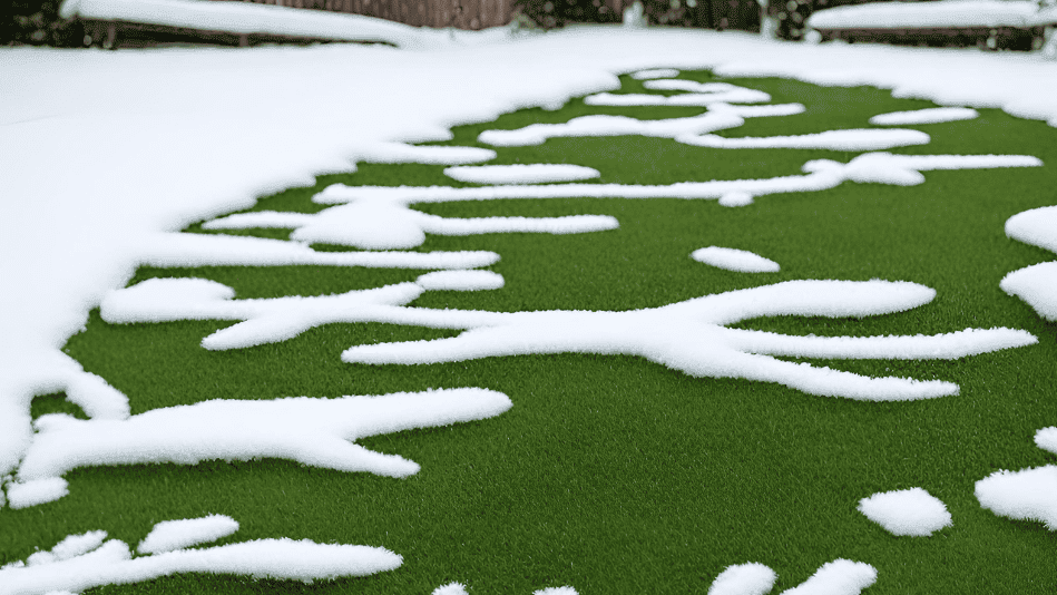 Snow on artificial grass