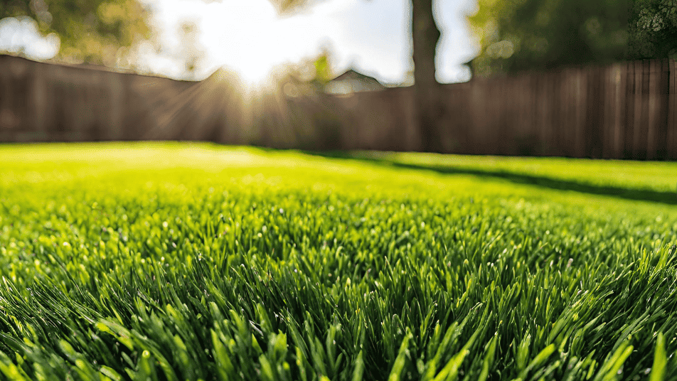 Sun shining on artificial grass
