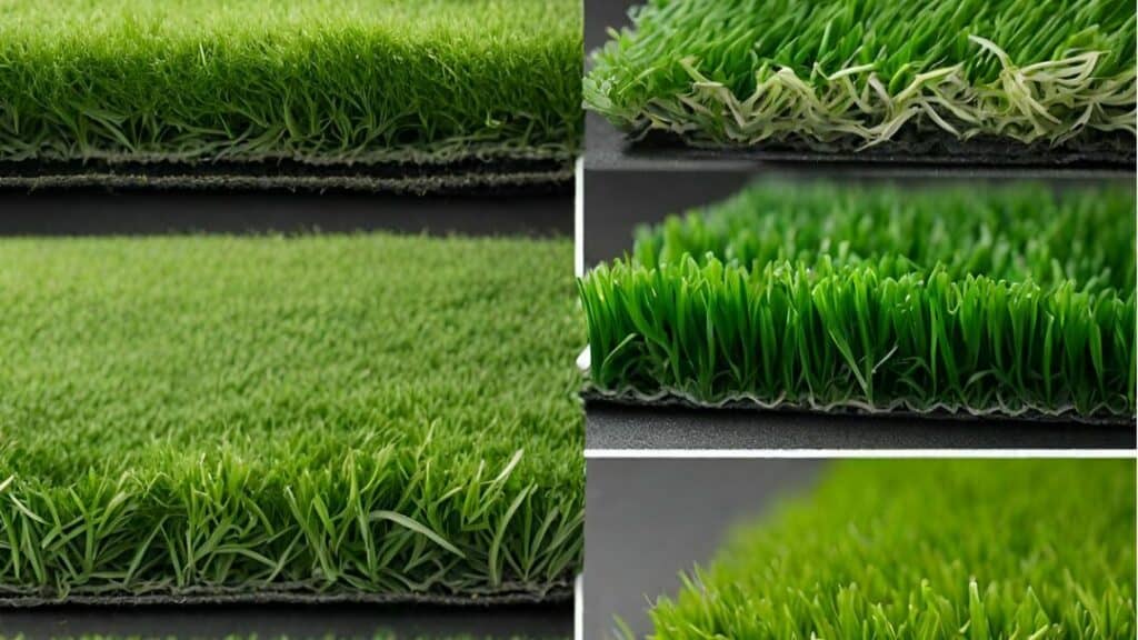 Different colour, material and pile height of turf