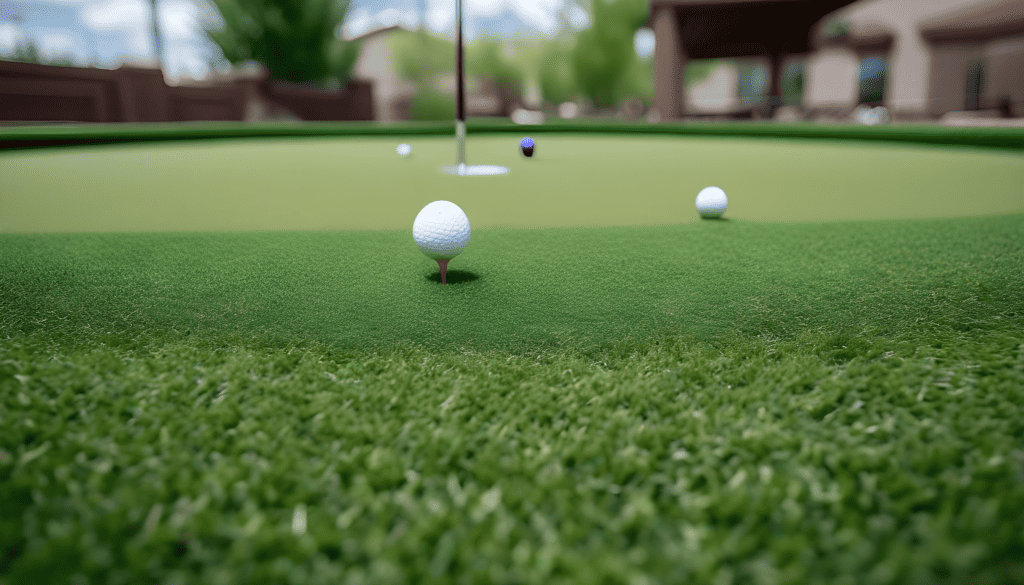 Golf balls on artificial turf putting green