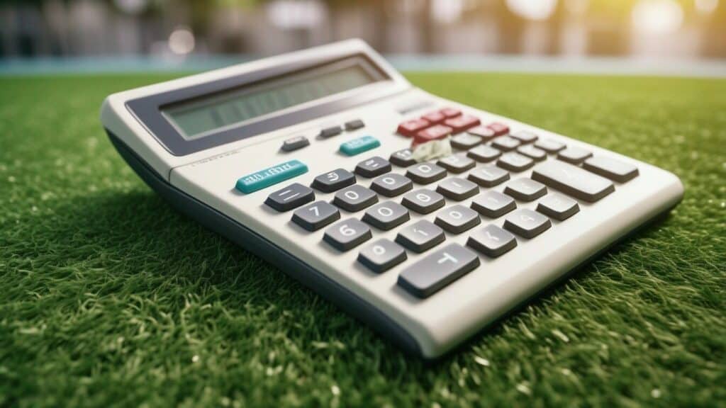 Calculator lying on artificial grass
