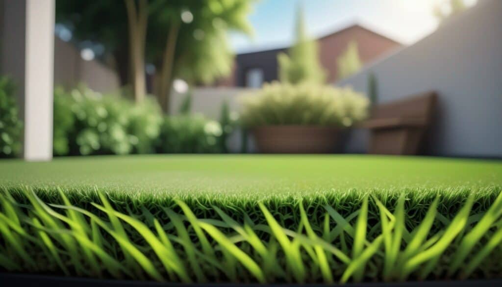 Residential backyard with artificial turf