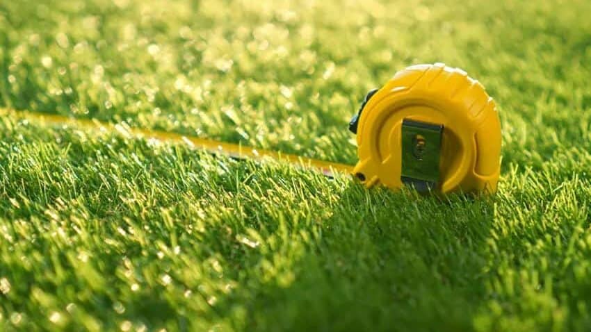 Tape measure on artificial turf