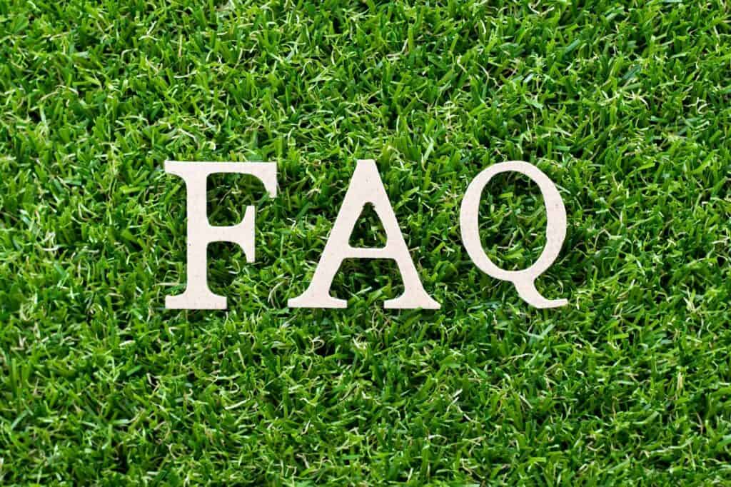 FAQ Letters on artificial turf background
