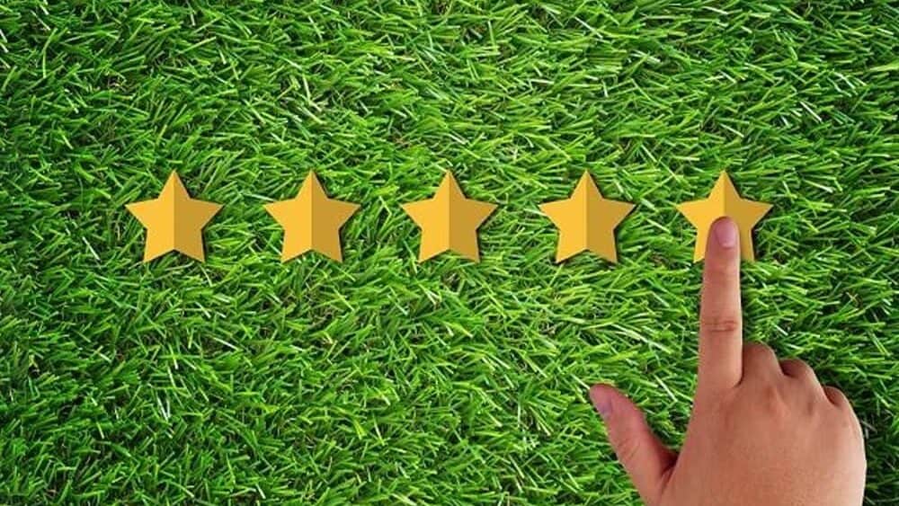 5 Star Rating on artificial turf background